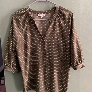 Beautiful Green and Beige Cream Blouse